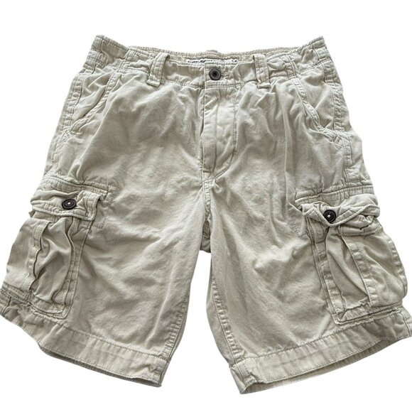 VTG Y2K American Eagle Cargo Shorts Sz 32 Tan Baggy Military Utility Distressed - Picture 1 of 10